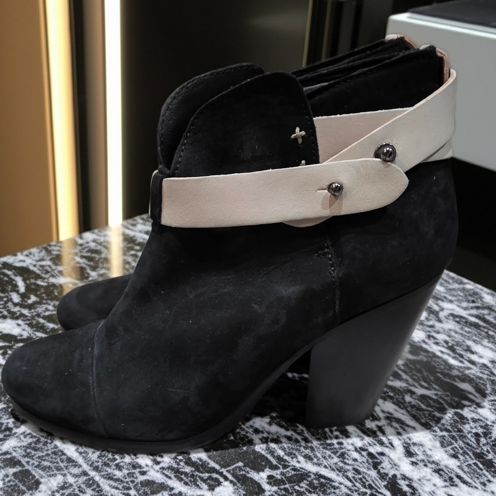 Rag & Bone Harrow Black & White Suede Ankle Boots